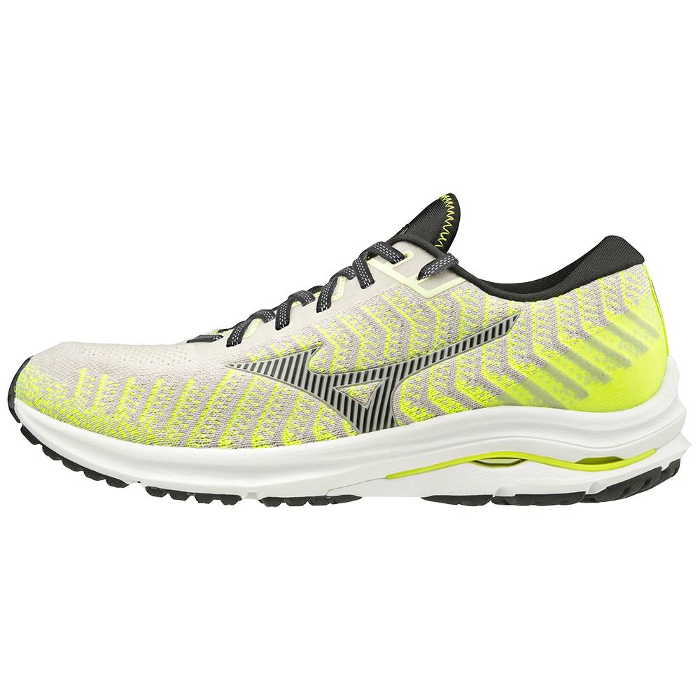 Zapatillas Running Mizuno Wave Rider 24 WAVEKNIT™ Hombre Blancas/Amarillo España XQFZ-19743